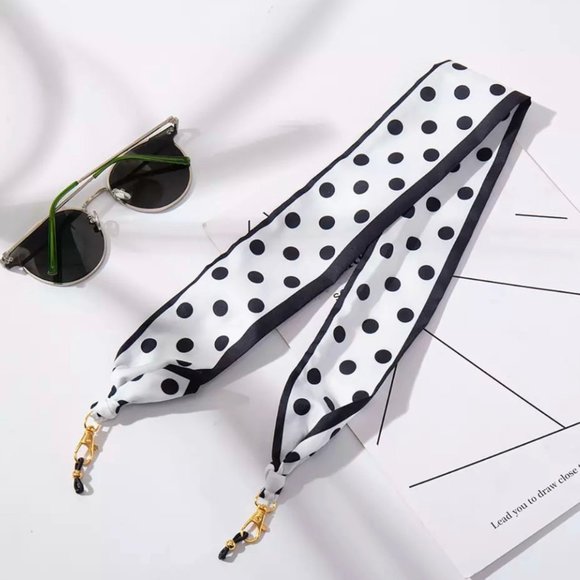 [New] Bohemian Colorful Retro Scarf Glasses Mask Chain Polka Dots or Heart Love - Picture 3 of 11